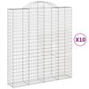 vidaXL Arched Gabion Baskets 10 pcs 200x50x220/240 cm Galvanised Iron