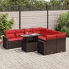 vidaXL 9 Piece Garden Sofa Set with Cushions Brown Poly Rattan Acacia