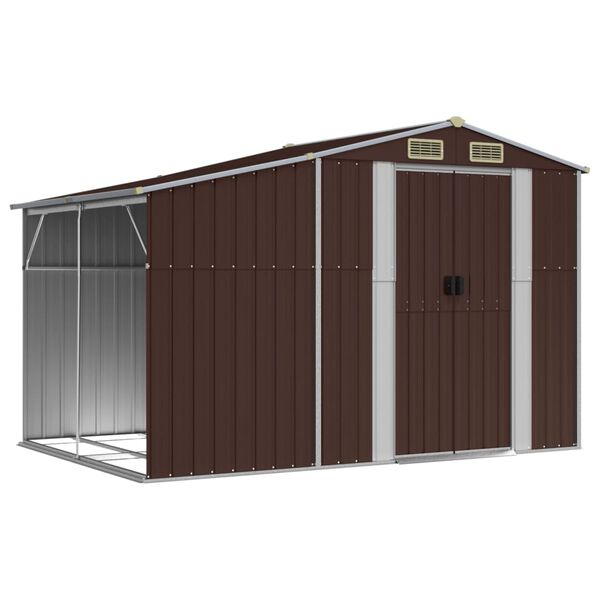 vidaXL Garden Shed Brown 277x192.5x179 cm Galvanised Steel