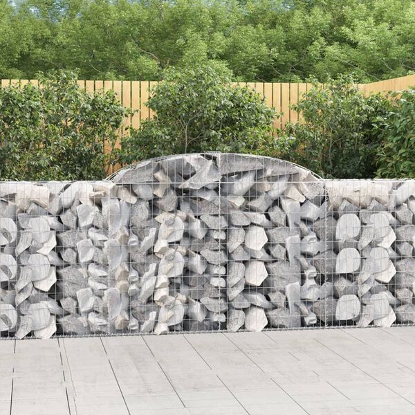 vidaXL Arched Gabion Baskets 5 pcs 300x50x100/120 cm Galvanised Iron