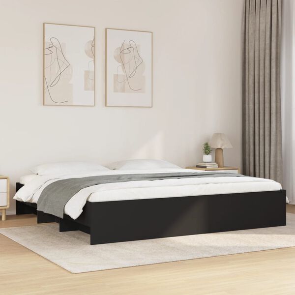 vidaXL Bed Frame without Mattress Black 180x200 cm Super King Engineered Wood