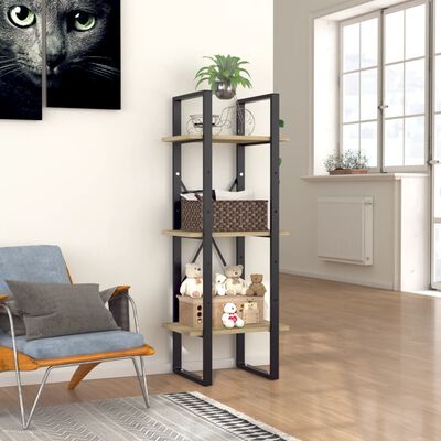 vidaXL 3-Tier Book Cabinet Sonoma Oak 40x30x105 cm Engineered Wood