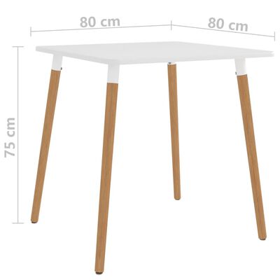 vidaXL Dining Table White 80x80x75 cm Metal