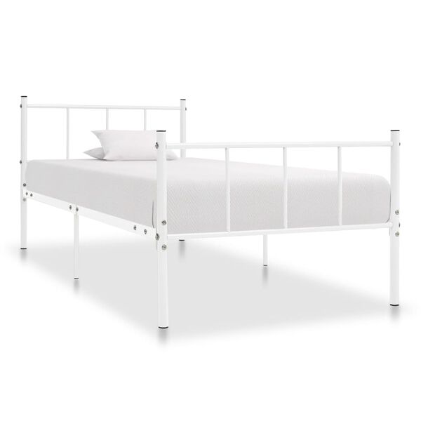 vidaXL Bed Frame without Mattress White Metal 90x200 cm