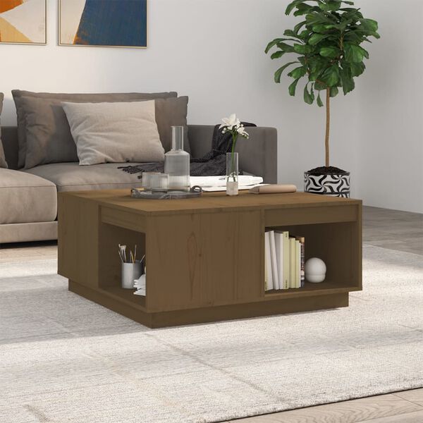 vidaXL Coffee Table Honey Brown 80x81x36.5 cm Solid Wood Pine