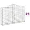 vidaXL Arched Gabion Baskets 3 pcs 200x30x120/140 cm Galvanised Iron