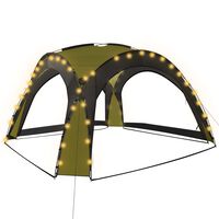 vidaXL Party Tent with LED and 4 Sidewalls 3.6x3.6x2.3 m Green