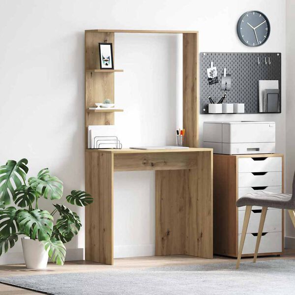 vidaXL Desk Artisan Oak 78.5 x 37 x 154.5 cm Engineered Wood