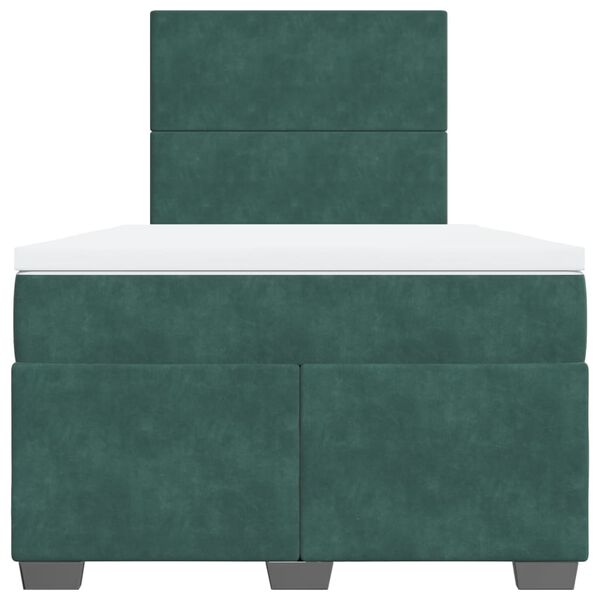 vidaXL Box Spring Bed with Mattress Dark Green 120x200 cm Velvet