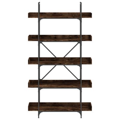 vidaXL Bookcase 5-Tier Smoked Oak 100x33x180.5 cm Engineered Wood