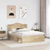 vidaXL Bed Frame with Headboard Sonoma 160 x 200 cm Solid Pine Wood