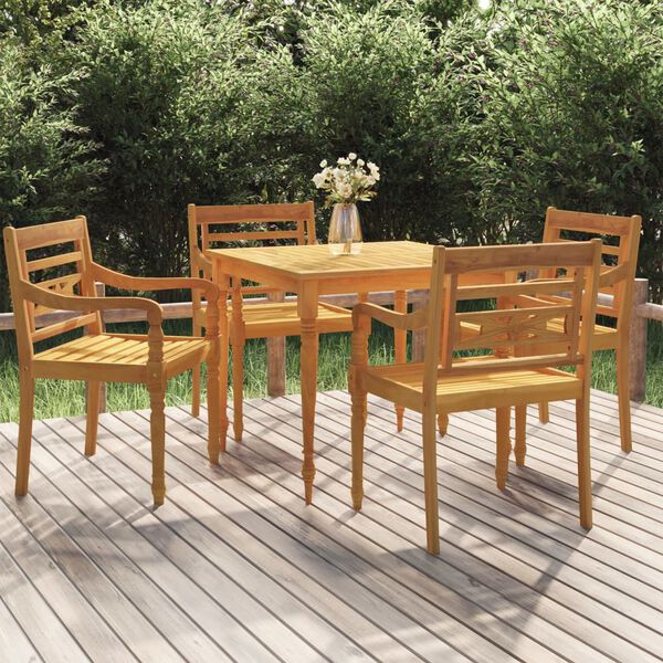 vidaXL 5 Piece Garden Dining Set Solid Wood Teak