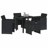 vidaXL Garden Dining Set 5 pcs Black Poly Rattan