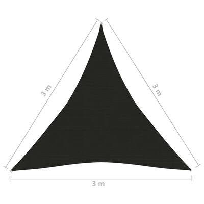 vidaXL Sunshade Sail 160 g/m² Black 3x3x3 m HDPE