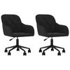 vidaXL Dining Chair with Wheel 2 pcs Black 55 x 59.5 x 77 cm Velvet