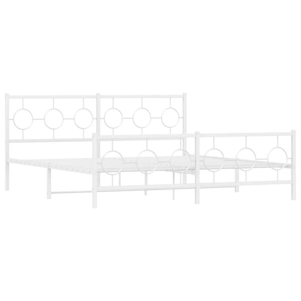 vidaXL Metal Bed Frame without Mattress with Footboard White 180x200cm