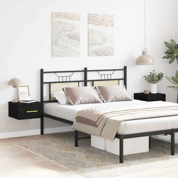 vidaXL Bedside Cabinet 2 pcs Black Oak 35 x 35 x 20 cm Engineered Wood