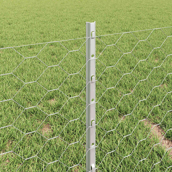 vidaXL Fence with Post Silver 0.4 x 25 m Steel
