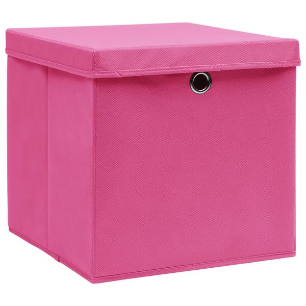 vidaXL Storage Boxes with Covers 4 pcs 28x28x28 cm Pink