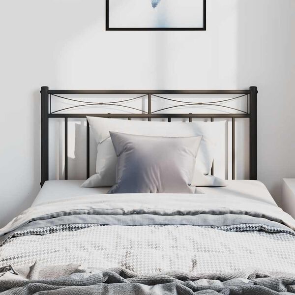 vidaXL Metal Replace Headboard Black 100 cm