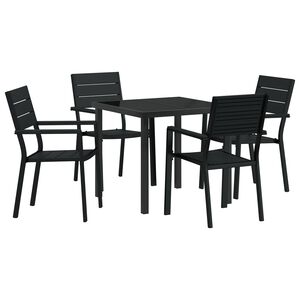 vidaXL Garden Dining Set 5 pcs Black HDPE