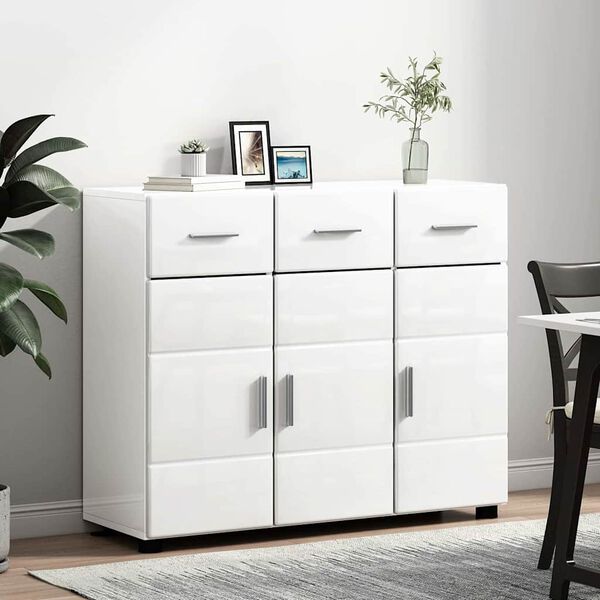 vidaXL Sideboard with Door FLORIN High Gloss White 88.5 x 30.5 x 73 cm