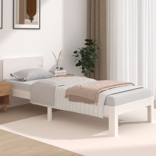 vidaXL Bed Frame without Mattress White 75x190cm Small Single