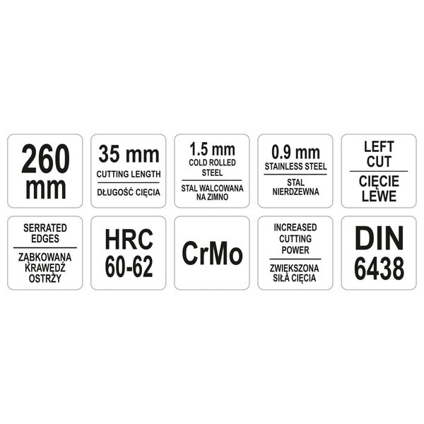 YATO Figure Tin Snips Left 260 mm Red