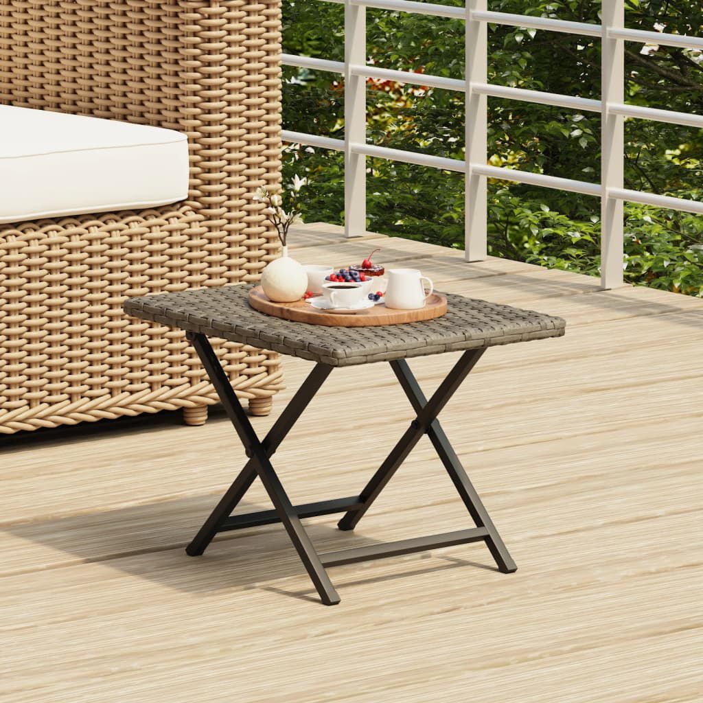 vidaXL Folding Table Grey 45x35x32 cm Poly Rattan vidaXL