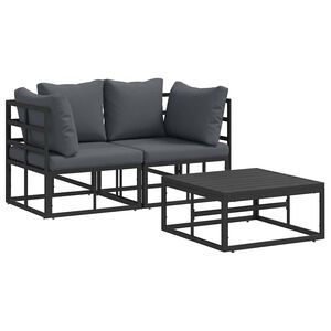 vidaXL Garden Sofa Set 3 pcs Black Metal