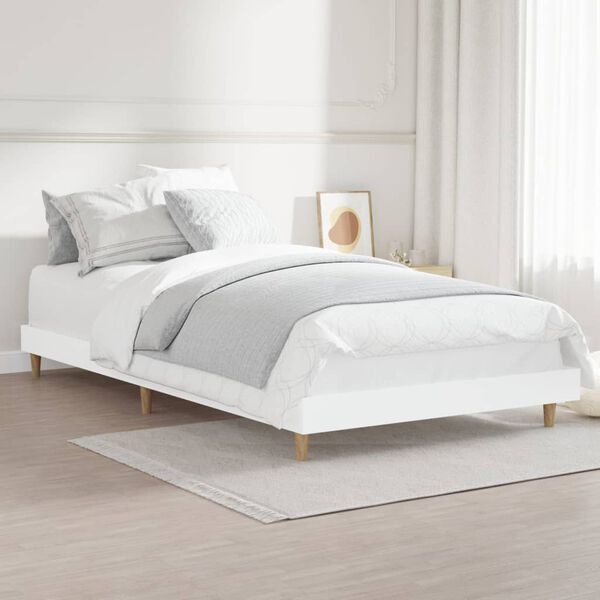 vidaXL Bed Frame without Mattress White 90x190 cm Single Engineered Wood