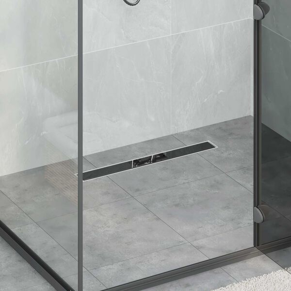 vidaXL Shower Drain Glass Cover with 360&deg; Siphon Black 60 cm