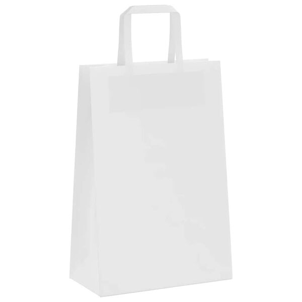 vidaXL Paper Bags 250 pcs with Handles White 21x11x31 cm