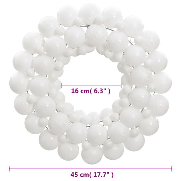 vidaXL Christmas Wreath White 45 cm Polystyrene