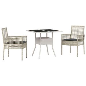 vidaXL Garden Dining Set 3 pcs Grey Poly rattan