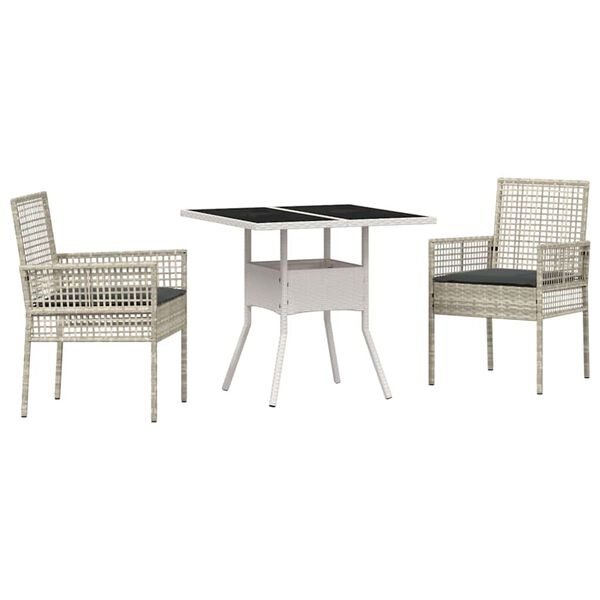 vidaXL Garden Dining Set 3 pcs Grey Poly rattan