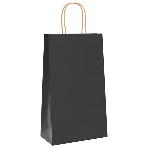vidaXL Paper Bags 250 pcs with Handles Black 21x11x36 cm