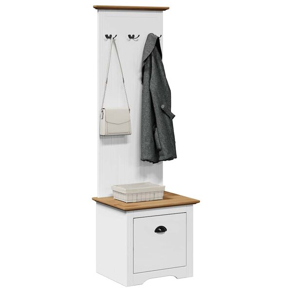 vidaXL Hallway Cabinet with Hooks BODO White and Brown 50x40x157 cm