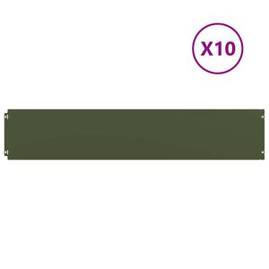 vidaXL Lawn Edgings 10 pcs Olive Green 20x103 cm Cold-rolled Steel