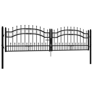 vidaXL Fence Gate KAMPEN with Spear Top Black 302x78 cm Steel
