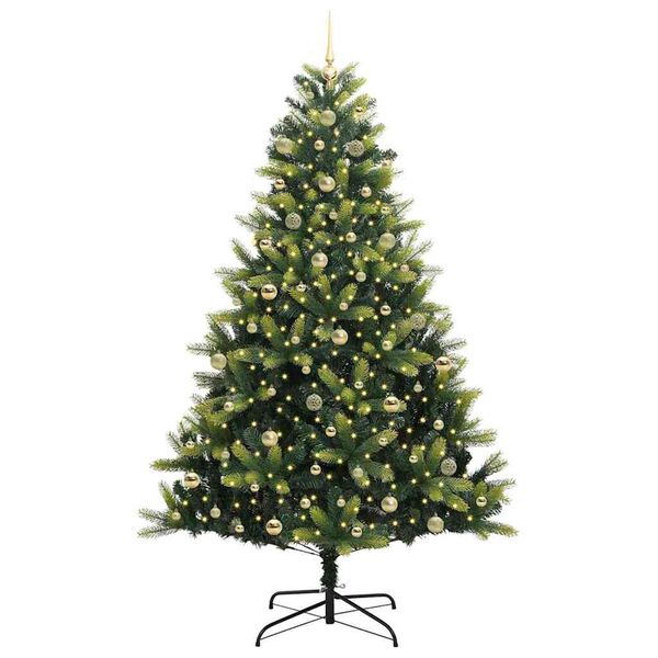 vidaXL Artificial Hinged Christmas Tree 300 LEDs Green 240 cm