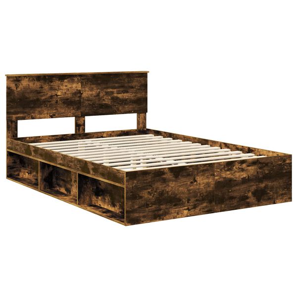 vidaXL Bed Frame Smoked Oak 140 x 190 cm Engineered wood