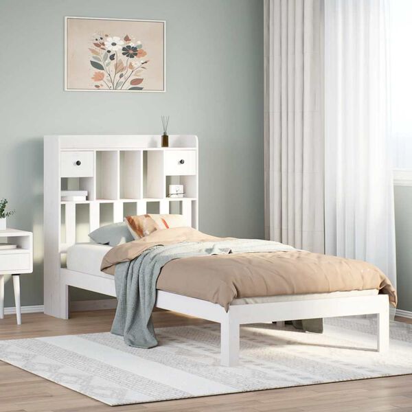 vidaXL Bookcase Bed without Mattress White 75x190cm Solid Wood Pine
