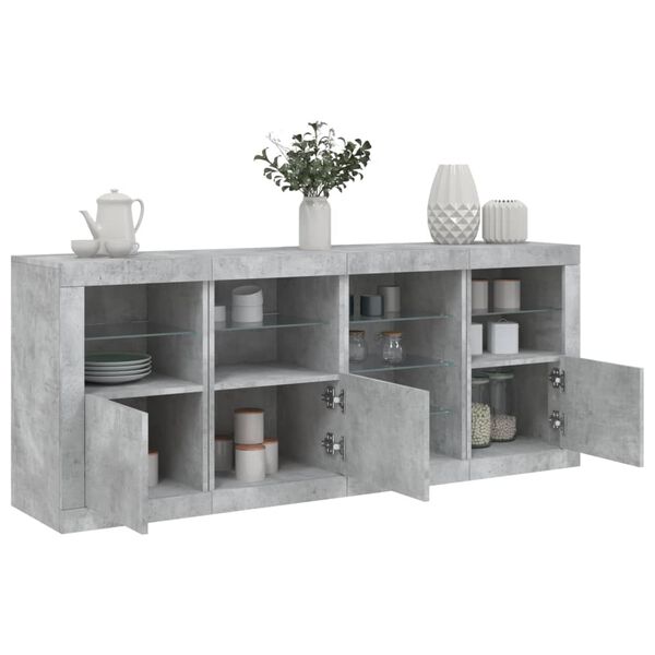 vidaXL Sideboard with LED Lights Concrete Grey 164x37x67 cm