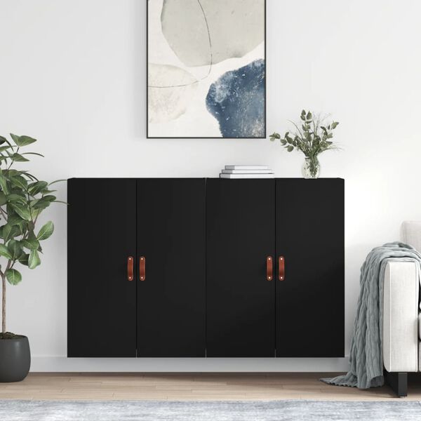 vidaXL Wall Mounted Cabinets 2 pcs Black 69.5x34x90 cm