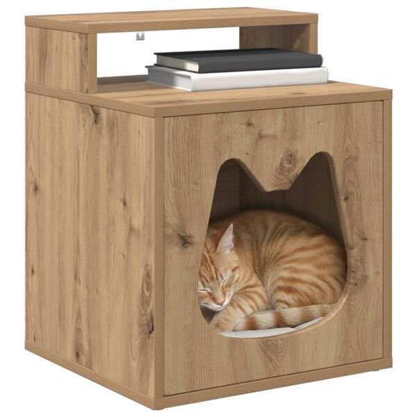 vidaXL Cat House Artisian Oak 42.5 x 40 x 53.5 cm Engineered Wood