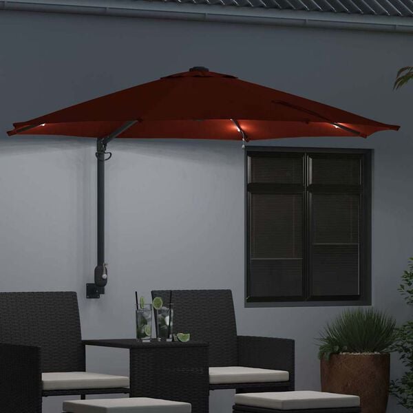 vidaXL Garden Parasol Manual Red and Black 248 x 248 x 148 cm