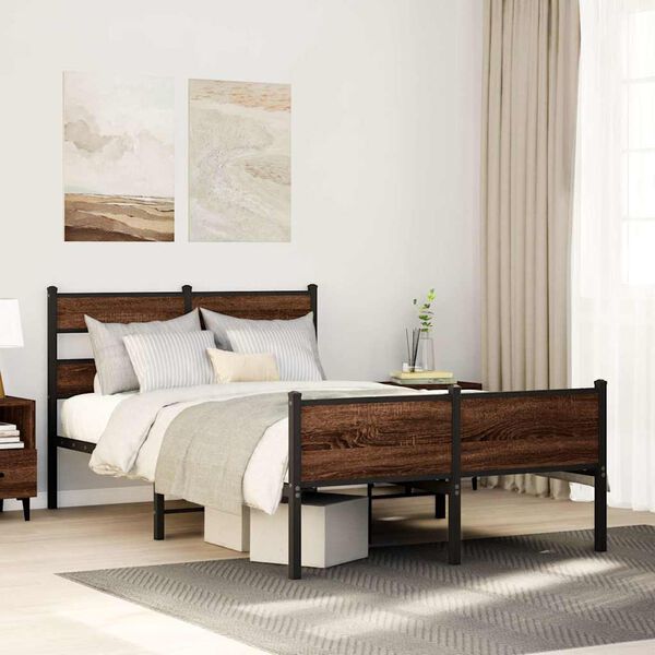 vidaXL Bed Frame without Mattress Brown Oak 120x200 cm Engineered Wood