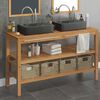 vidaXL Bathroom Vanity Cabinet Solid Teak with Sinks Marble Black