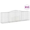 vidaXL Arched Gabion Baskets 15 pcs 400x50x120/140 cm Galvanised Iron